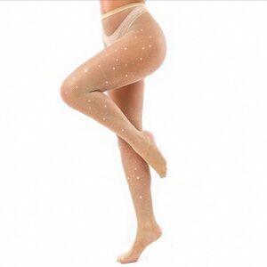 Elegant Beige Rhinestone Tights nwt